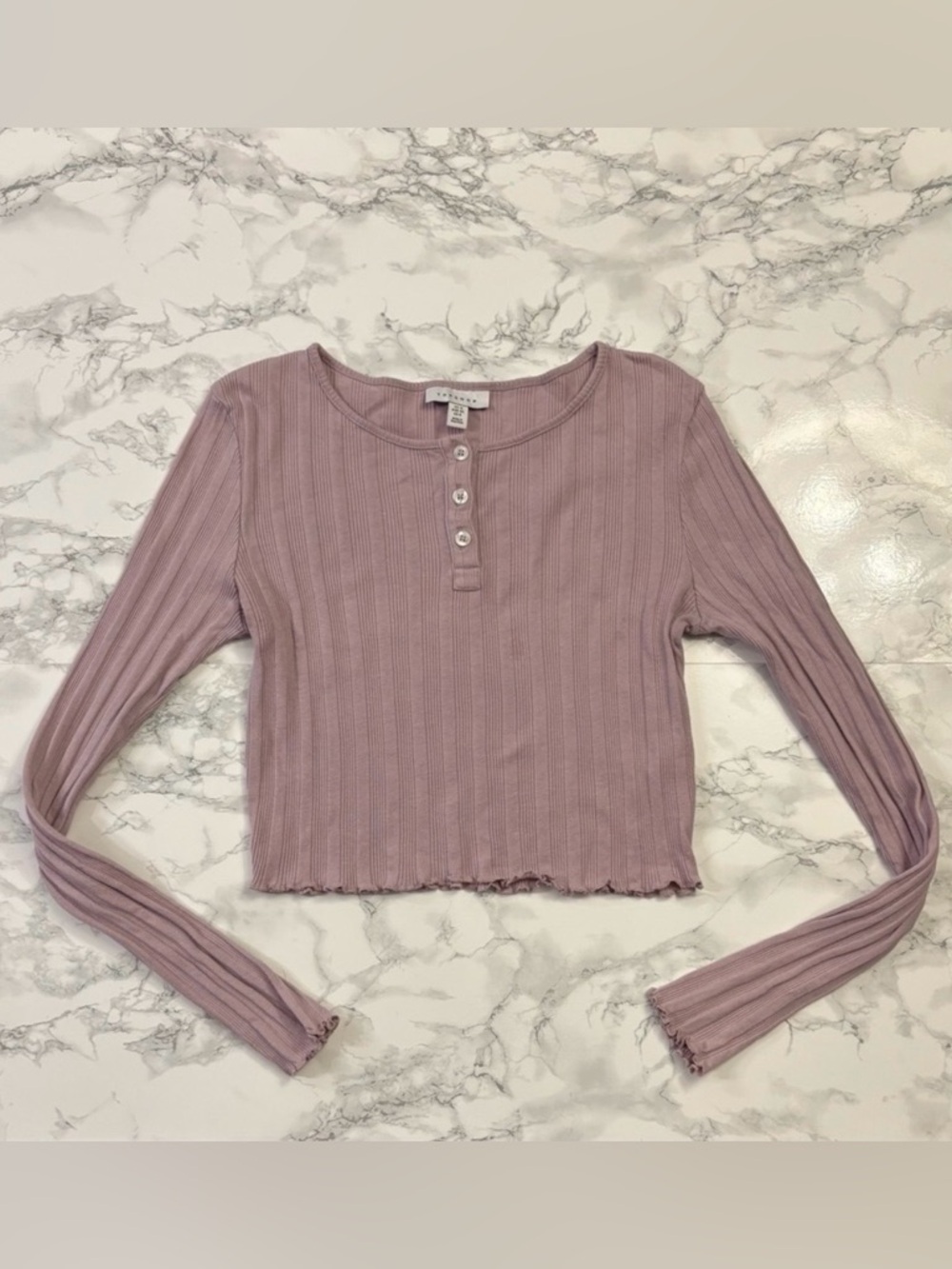 Topshop Ribbed Long-Sleeve Crop Top